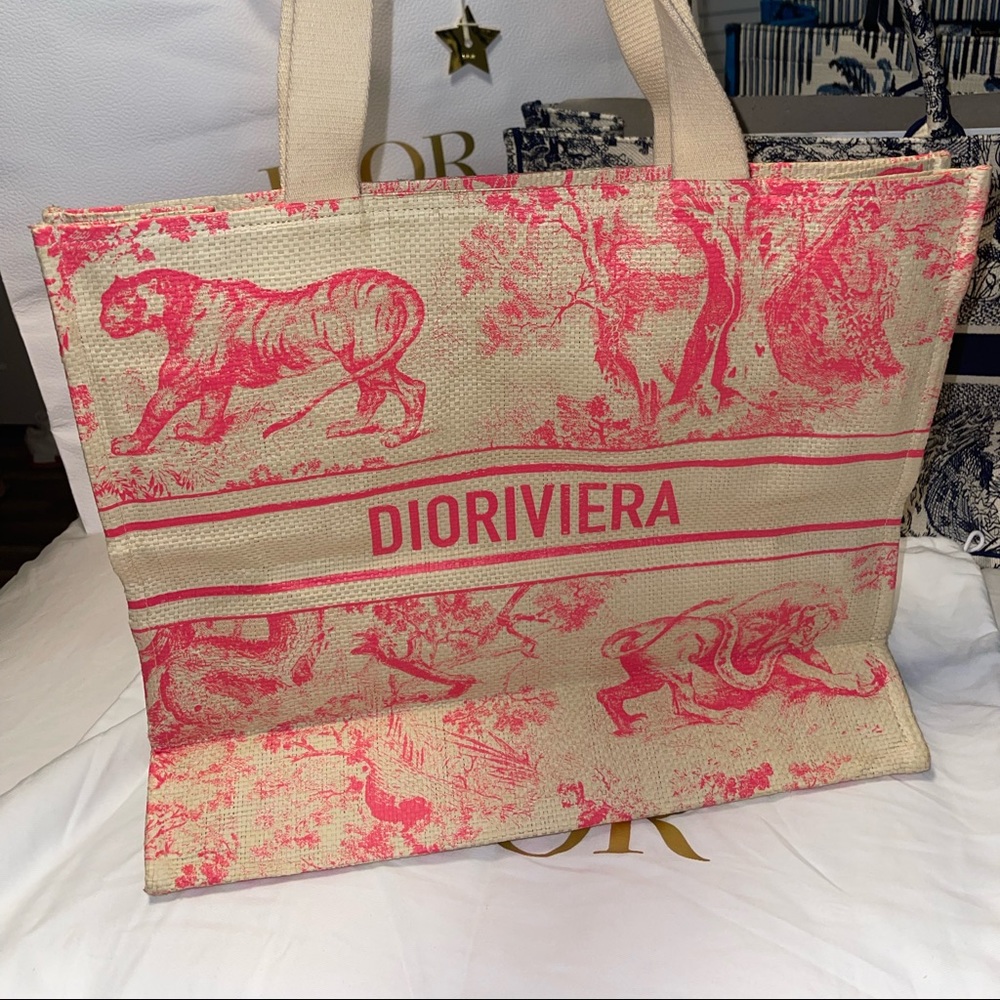 Christian Dior Straw Tote Pink - Picture 2 of 7